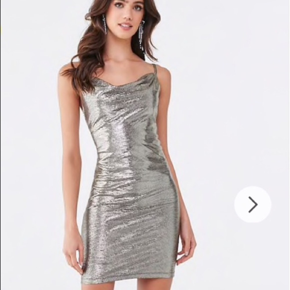 Gold Shiny Draped Disco Dress size L - Picture 13 of 14
